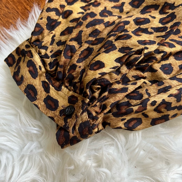 Lauren Jeans Co. Womens Button Up Shirt Brown Leopard Long Sleeve Blouse M - Picture 4 of 6